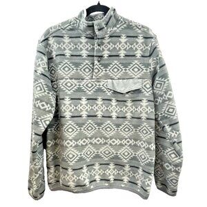 Southern Grit Western Aztec Pullover Fleece 1/4 Button Size Medium Gray Color